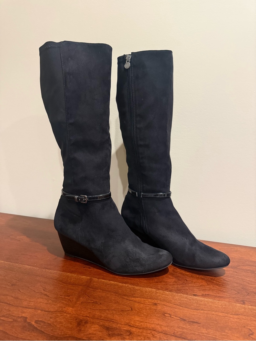 Dana Buchman Black Knee-High Wedge Boots